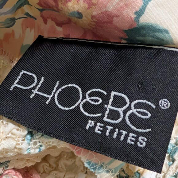 Vintage Phoebe Petites Womens Sz M? Floral Smocked Bow Puff Sleeve Cottage Dress - Picture 10 of 10